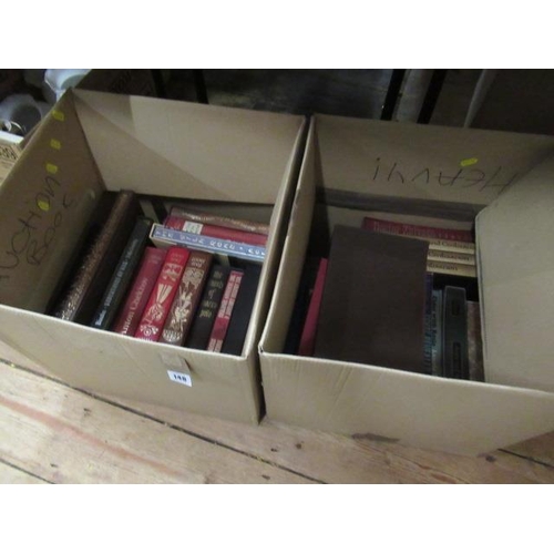 148 - TWO BOXES OF FOLIO BOOKS INCLUDING DOCTOR ZHIVAGO AND THE TRAVELLERS OF MARCO POLO