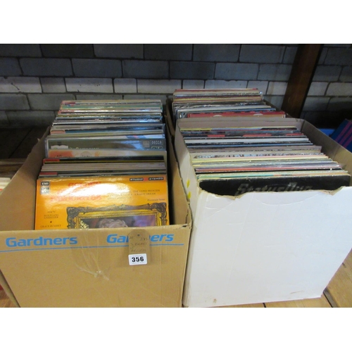 356 - THREE BOXES OF LP RECORDS INCLUDING STATUS QUO AND THE WHO