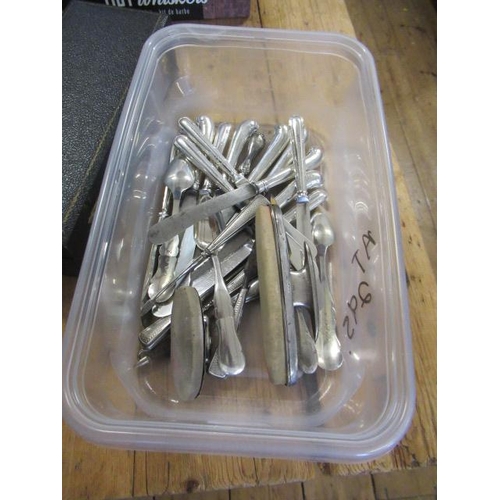 434 - QUANTITY OF WHITE METAL AND SILVER CUTLERY ETC