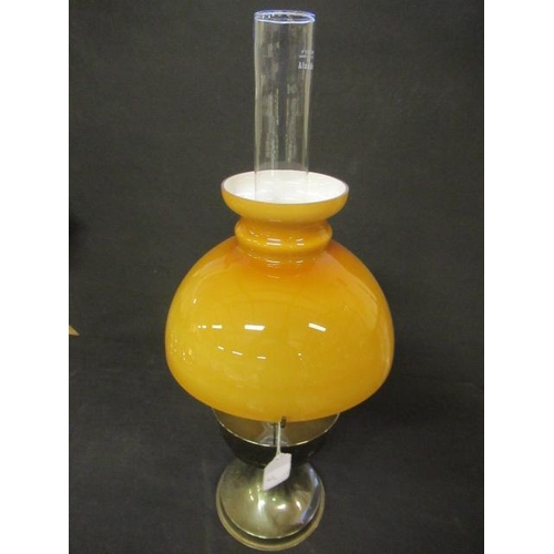 43A - BRASS OIL LAMP WITH YELLOW GLASS SHADE ALADDIN 23