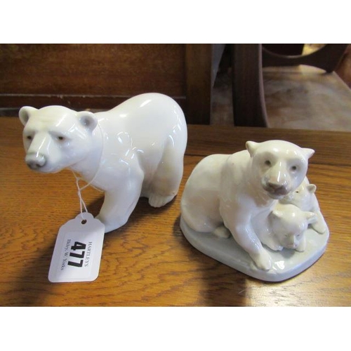 477 - TWO LLADRO POLAR BEARS