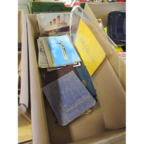 495 - BOX OF POSTCARDS ETC