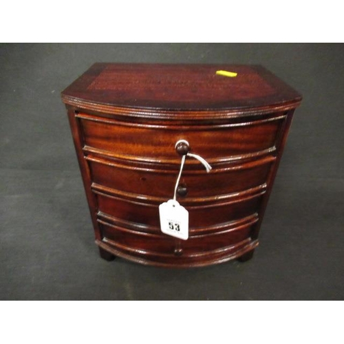 53 - REPRODUCTION MAHOGANY MINIATURE CHEST OF DRAWERS