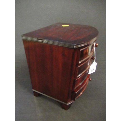 53 - REPRODUCTION MAHOGANY MINIATURE CHEST OF DRAWERS