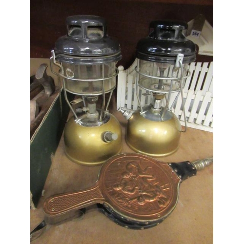 563 - PAIR OF TILLEY LAMPS AND BELLOWS