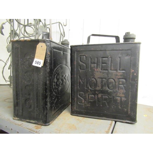 585 - TWO VINTAGE SHELL AND ESSO MOTOR SPIRIT CANS