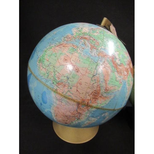 60 - TWO VINTAGE TABLE GLOBES AND A BOX OF OS AND OTHER MAPS