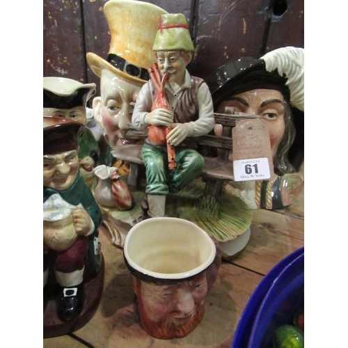 61 - QUANTITY OF TOBY AND CHARACTER JUGS INCLUDING MR PUNCH