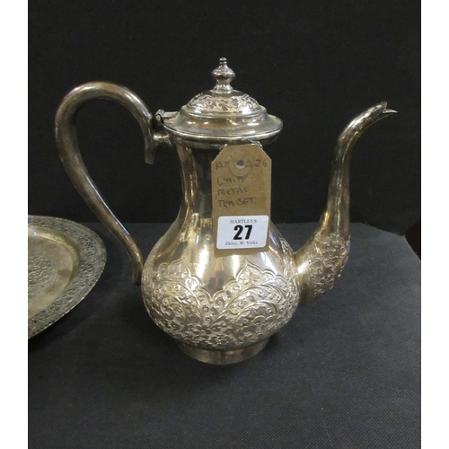 27 - WHITE METAL TEASET 1490g TOTAL