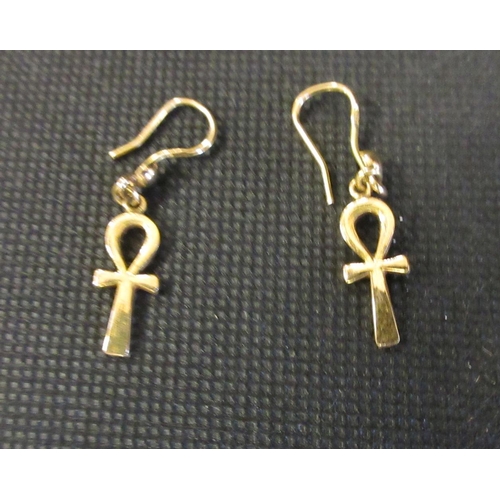 220 - PAIR OF YELLOW METAL EGYPTIAN ANKH EARRINGS 2.9g