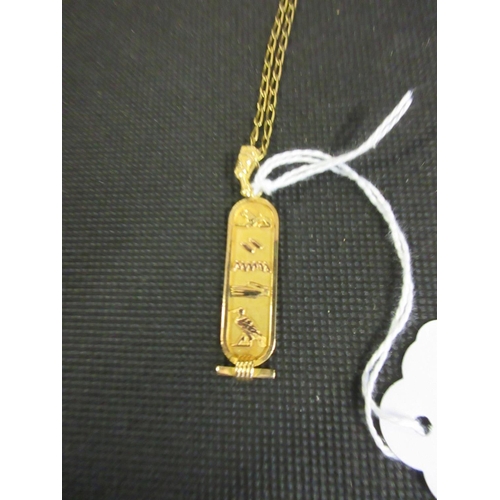 224 - EGYPTIAN GOLD PENDANT ON 9CT GOLD CHAIN 5g