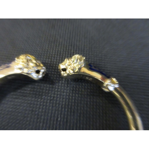 232 - 14K GOLD AND ENAMEL LION HEAD TORQUE 20.9g GROSS