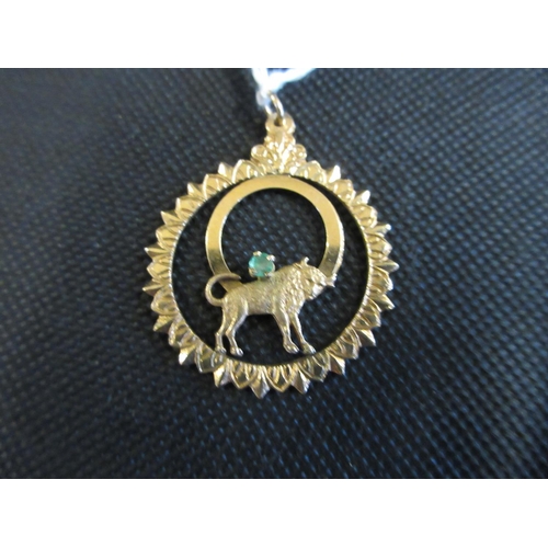 188A - 9CT GOLD AND EMERALD WARTHOG PENDANT 5g GROSS