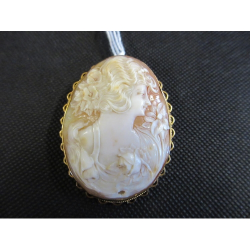 194A - 9CT GOLD MOUNTED SHELL CAMEO BROOCH