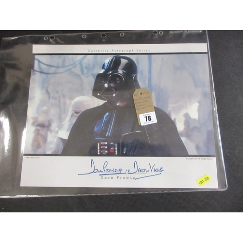 78 - DARTH VADER PHOTO SIGNED IN PERSON BY DAVE PROUSE