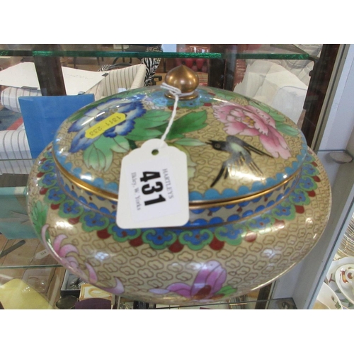 431 - LARGE CLOISONNE BOWL AND COVER