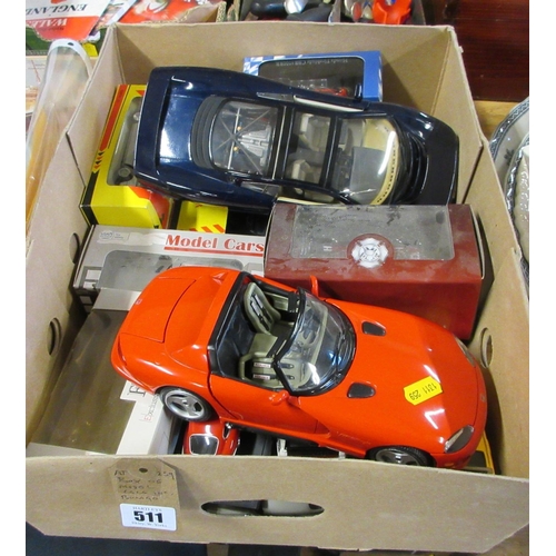 511 - BOX OF MODEL CARS INCLUDING BURAGO