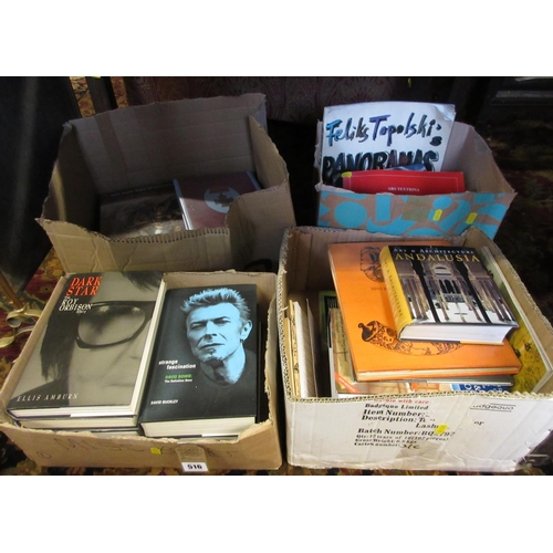 516 - FOUR BOXES OF BOOKS INCLUDING MUSIC BIOGRAPHIES