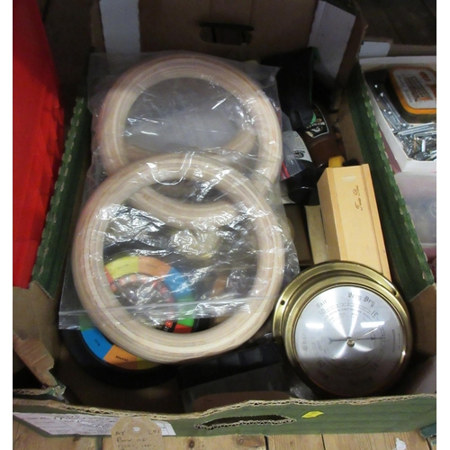 524 - BOX OF MISCELLANEOUS INCLUDING BAROMETER