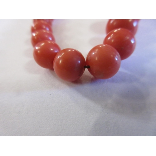 277 - CORAL BEAD NECKLACE WITH 9CT GOLD FASTENER