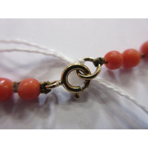 277 - CORAL BEAD NECKLACE WITH 9CT GOLD FASTENER