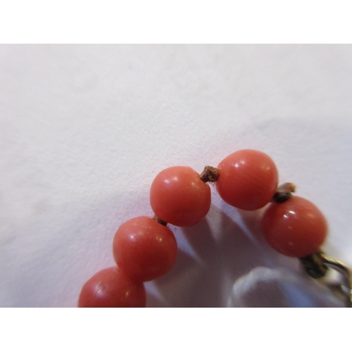 277 - CORAL BEAD NECKLACE WITH 9CT GOLD FASTENER