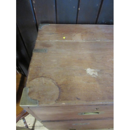 40 - EARLY 20TH CENTURY OAK TWO SECTION CAMPAIGN CHEST PURPORTING TO BE COLONIAL SOUTH EAST ASIAN