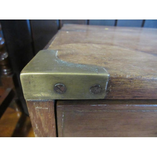 40 - EARLY 20TH CENTURY OAK TWO SECTION CAMPAIGN CHEST PURPORTING TO BE COLONIAL SOUTH EAST ASIAN