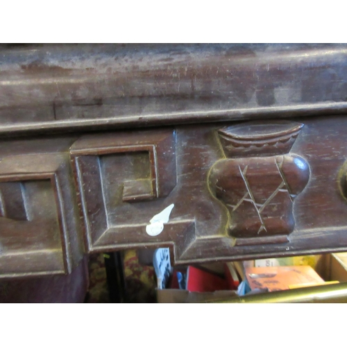 49 - A PAIR OF CHINESE MEIJI PERIOD HARDWOOD ALTAR SIDE TABLE WITH CARVED SYMBOLIC FRONT AND SIDES 35.5 i... 