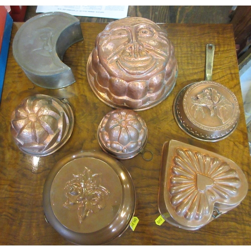 8 - BOX OF COPPER AND OTHER JELLY MOULDS