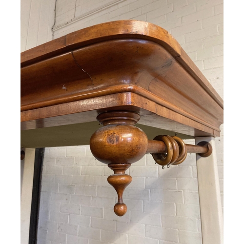 681 - A VICTORIAN SATINWOOD HALF TESTER BED, late 19th century, the ogee moulded cornice with baluster tur... 