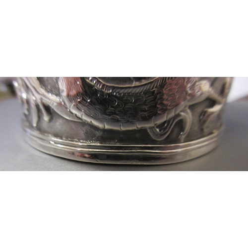 170 - A CHINESE EXPORT SILVER CHRISTENING MUG by Kwong Man Shing (act.1875-1925), of tapering cylindrical ... 