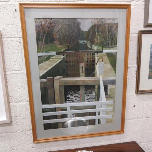 510 - ALAN JOHN GREEN (1921-2020) Canal Lock, signed lower right and dated '91, oil on board, 31