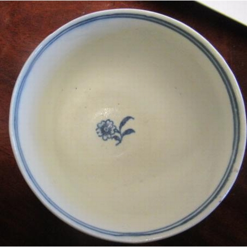 27 - A SET OF THREE GRAINGER & CO. WORCESTER CHINA TEACUPS AND SAUCERS, c.1850, printed in underglaze blu... 