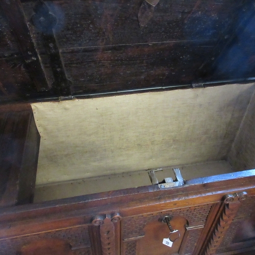 672 - A NORTH EUROPEAN OAK BOARDED CHEST, probably German 18th century, the hinged lid with two moulded ed... 