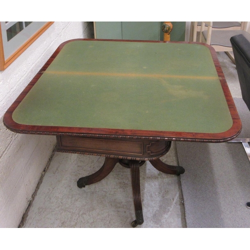 711 - A GILLOWS REGENCY MAHOGANY FOLDING CARD TABLE, early 19th century, the rounded oblong bead and reel ... 