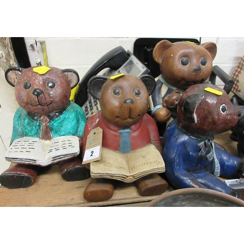 2 - FOUR WOODEN BEARS