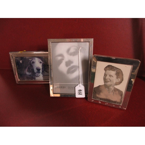 273 - THREE SILVER PHOTO FRAMES