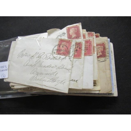 610 - FIFTY PERFORATED MIXED PENNY REDS ON COVERS LETTERS IN ALL FOUR CORNERS