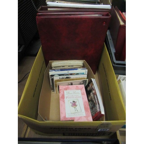 685 - BOX AND TWO ALBUMS OF POSTCARDS