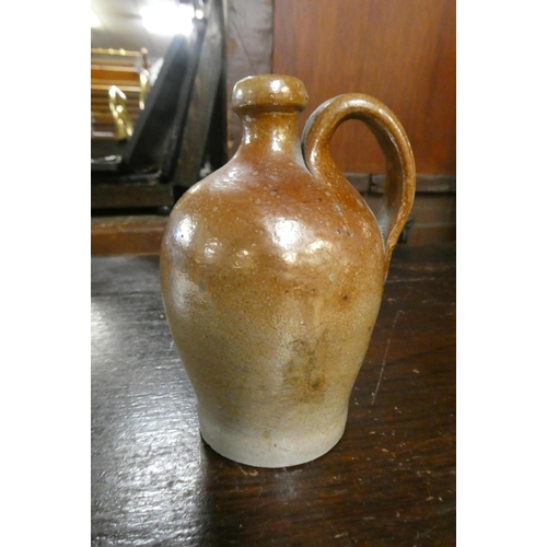 328 - SMALL STONEWARE POTTERY FLAGON