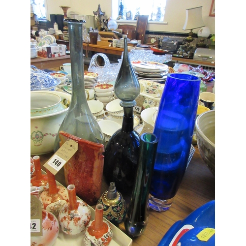 140 - QUANTITY OF RETRO GLASS VASES ETC