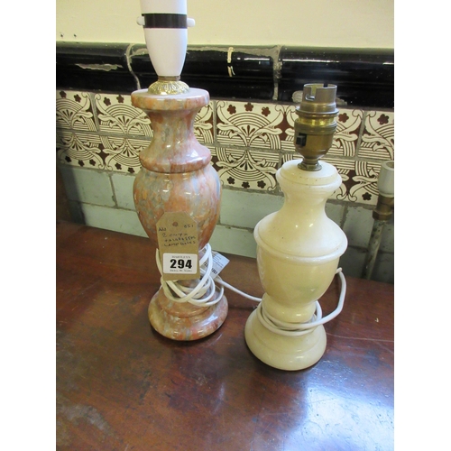 294 - TWO ONYX AND ALABASTER LAMP BASES