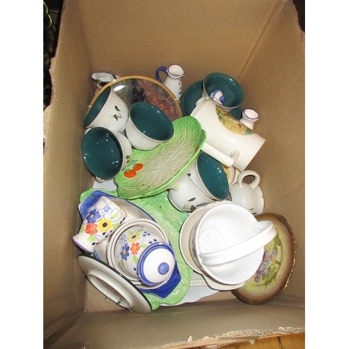 332 - BOX OF CERAMICS INCLUDING DENBY AND BESWICK