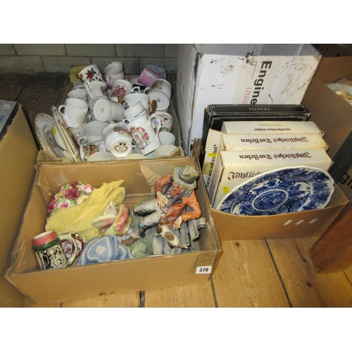 370 - FOUR BOXES OF CERAMICS