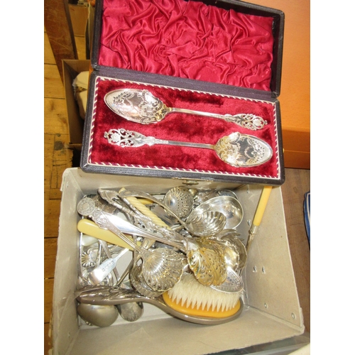 376 - BOX OF EPNS CUTLERY ETC