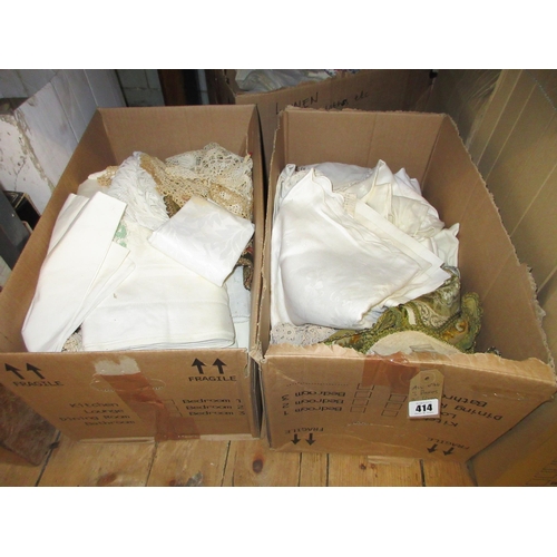 414 - THREE BOXES OF LINEN