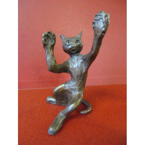 416A - BRONZE CAT SCULPTURE