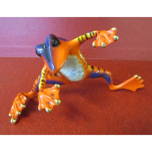 417A - METAL AND ENAMEL FROG SIGNED BARRY STEIN