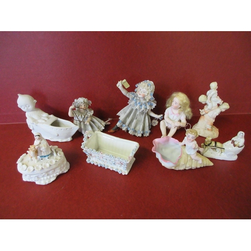 423 - TRAY OF BISQUE ANTIQUE MINATURE DOLLS